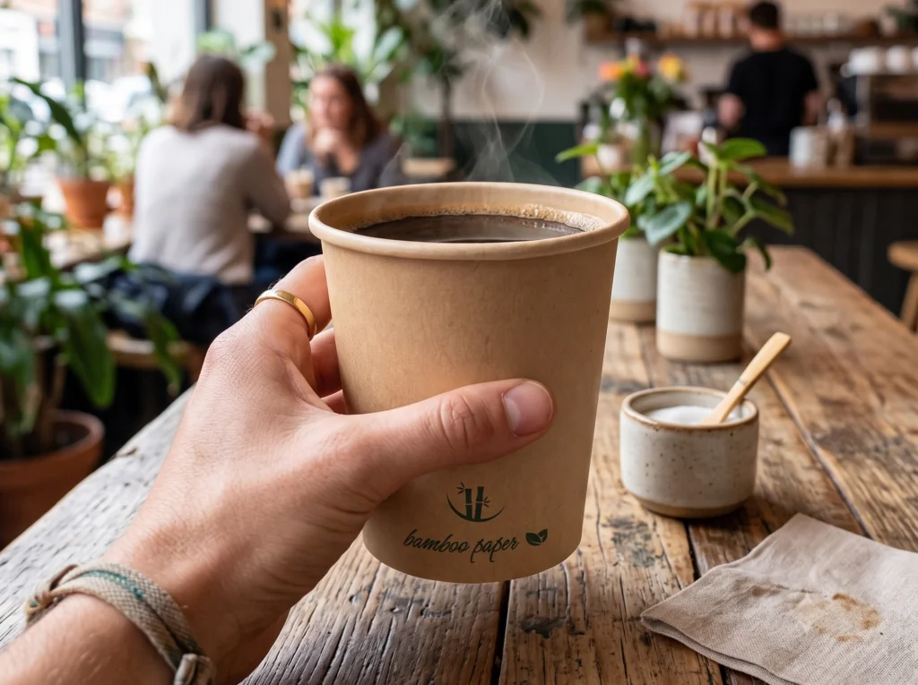 Nový kelímek Monouso® z bambusového kartonu: inovace, odolnost a elegance pro horké nápoje ☕